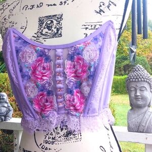 VICTORIA'S SECRET Corset Strapless Bra Lavender Pink Floral NEW WITH TAG…